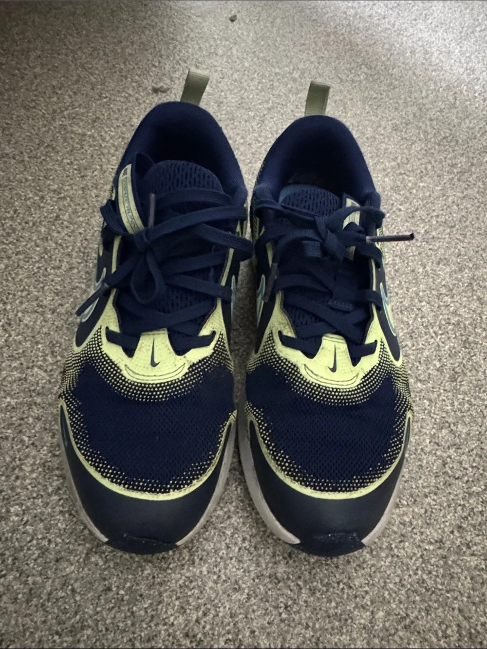 Nike Kids' Navy and Neon Yellow Cosmic Runner Athletic Sneakers